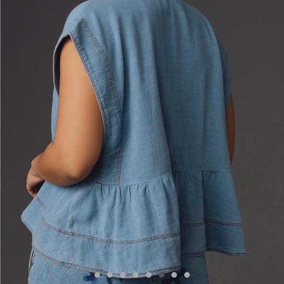 Anthropologie Pilcro Sailor Denim Babydoll Blouse NWT! - Picture 7 of 14